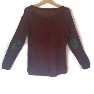 R D Style Maroon Sweater with Black Faux Leather Elbow Patches Womens Size S